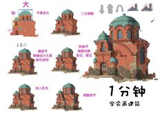 an image of some type of building in different languages