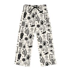 Really cute pajama pants featuring a hand-drawn Boho Cowgirl pattern in black & cream. Perfect gift for a Cowgirl, or Western Enthusiast!  Their 100% polyester jersey knit fabric, along with the relaxed fit, makes for the ultimate comfort choice while kicking back at home. Meanwhile, the back elastic with the drawstring tie creates the perfect fit while the all-over-print adds a stylish dimension unique to your taste.  .: 100% polyester .: White seam thread .: Light fabric (6 oz/yd² (203 g/m .: Relaxed comfort fit .: Back elastic and black drawstring tie .: Sewn-in care label 🌿 I M P O R T A N T  I N F O Please read all processing AND shipping policies below before placing your order. Colors can seem a bit different on a computer screen or lighting where the photo was taken. Kindly note t Cute Pajama Pants, Sleepwear Cute, Rodeo Gifts, Western Gifts, Cute Pjs, Nashville Trip, Boho Cowgirl, Pajamas Gift, Women's Pajamas