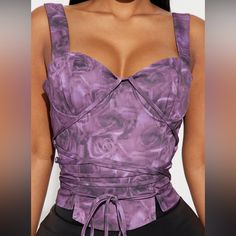 New With Tags Beautiful Purple Floral Corset Top From Fashion Nova Size 1xl 95% Polyester 5% Spandex Retail $34.99 Purple Corset Top, Medusa Halloween Costume, Scooby Doo Costumes, Pink Ninja, White Short Set, Floral Corset Top, Fashion Nova Bodysuit, 80 Fashion, Floral Two Piece