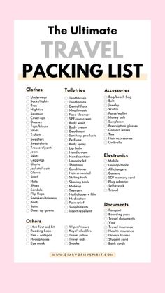 the ultimate travel packing list for travelers