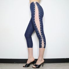 Lace Up Denim Capris Core Outfits, Mod Mini Dress