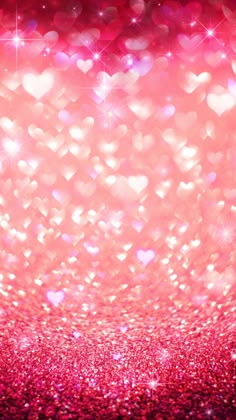 an abstract pink background with hearts and sparkles