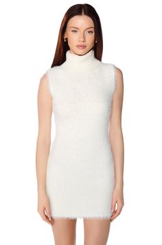 The best basic to dress up or down! The AKIRA Label Kylie Fuzzy Mini Dress is complete with a ribbed turtleneck, sleeveless silhouette, bodycon fit, a mini hem, and a stretchy soft and fuzzy fabrication. Versatile and ready for whatever weather comes your way, warm up when you style this skintight dress with the coordinating AKIRA Label Kylie Fuzzy Trench and ankle boots. - 100% Nylon - Super Stretchy (all measurements are approximate from size small) - 34” Shoulder to Hem - Imported - Model is 5'9.5" Product ID: 281320 Skintight Dress, Turtleneck Sleeveless, Ribbed Turtleneck, Plus Dresses, Clothing Size Chart, Dress Size Chart, Kids Jacket, Plus Clothing, Ankle Boots