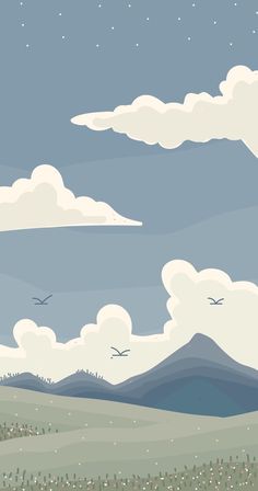 an image of a landscape with birds flying in the sky