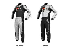 two racing suits with different colors and sizes