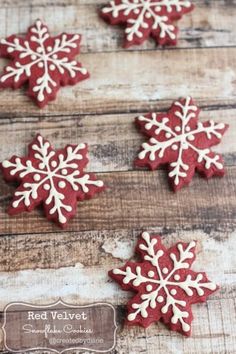 red and white snowflakes on wooden boards