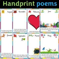 the printable handprint poem cards for children to use on their own paper crafts