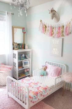 Toddler Girl Room Decor, mint pink nursery, unicorn, gold accents, davinici baby, jenny lind Unicorn Bedroom, Jenny Lind, Daughters Room