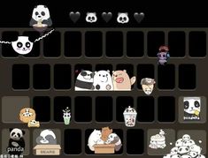 an animated keyboard with pandas and other cartoon characters on the keys to enter it