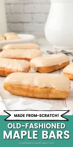 Maple Bars Maple Long Johns, Quick Maple Bars, Donut Bar Recipe, Maple Bars Recipe Homemade, Baked Maple Bars, Maple Long Johns Recipe, Easy Maple Bars, Maple Donut Bars, Maple Doughnut Recipe