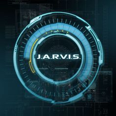 the logo for jarvis is shown in front of a futuristic background with blue and yellow lines