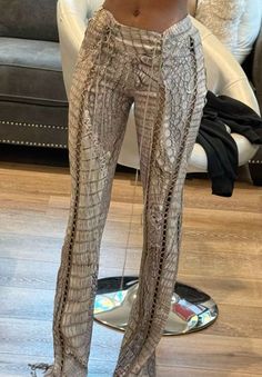 Sheer Corset Outfit, Nye Outfits Silver, Sand Pants Outfit, New Years Eve House Party Outfit, 2026 Fashion Trends, Lace Up Pants Outfit, On Stage Outfit, Snakeskin Outfit, Snake Print Outfit