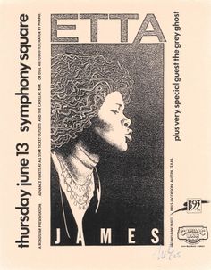 an advertisement for the etta show featuring a woman with curly hair and necklaces