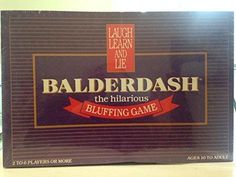 a game called balderdash the hilarious bluffing game is on display in a store