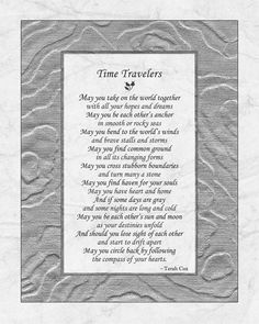 a poem written in black and white on paper with the words time travelers above it