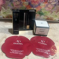 - (2) Red Camellia Revitalizing Cream - Noir Allure Mascara 10 Noir - Les Ecxlusifs De Chanel Fresh Body Cream Red Camellia, Origami Gift Box, Chanel Tweed Jacket, Origami Gifts, White Camellia, Bookmark Card, Perfume Box, Chanel Box, Chanel No 5