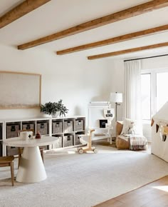 the living room is clean and ready to be used as a playroom for children