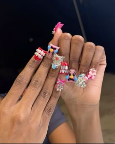 Short Y2k Nails, Junk Nail Designs, Bubble Nails