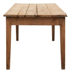 an old wooden table with two legs and a square top, isolated against a white background