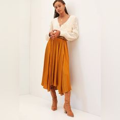 Brand New With Tags Anthropologie Skirt Orange Skirt Outfit, Anthropologie Fall, Maxi Lace Skirt, Orange Skirt, Ruffle Midi Dress, Aline Skirt, Pleated Maxi Skirt, Anthropologie Skirt, Plaid Mini Skirt