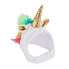 a close up of a ring with a unicorn's head on it