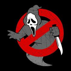 a cartoon character holding a knife in front of a sign that says no to scream