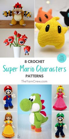 crochet super mario characters are featured in the video game's title page