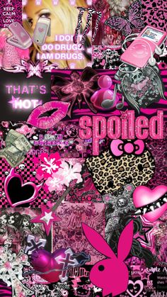 a collage of pink and black items with the words spoiled couture on it