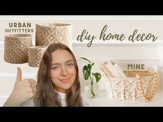 a woman is giving the thumbs up sign in front of some baskets and other items