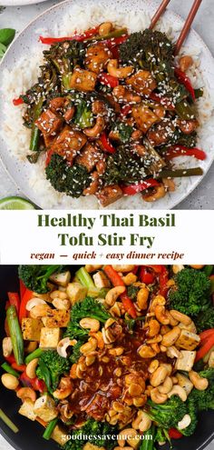 Thai basil tofu stir fry on plate. Thai Basil Tofu, Vegetarian Stir Fry, Healthy Stir Fry, Tofu Stir Fry, Basil Recipes, Healthy Weeknight Dinners, Thai Basil, Crispy Tofu