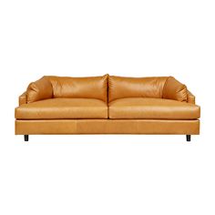 a tan leather couch on a white background