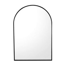 an arch shaped mirror on a white wall with a black border around the edges and bottom