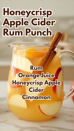 Honeycrisp Apple Cider Rum Punch Fall Punch Drinks Alcohol, Spiced Apple Rum Punch, Apple Cider With Cinnamon Sticks, Spiced Apple Rum Drinks, Apple Cider Rum Drink, Fall Cider Punch, Apple Cider And Rum Drinks, Rum And Apple Cider Drinks, Apple Cider Christmas Drink