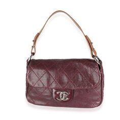 Listing Title: Chanel Burgundy Glazed Quilted Calfskin On The Road Flap Bag Sku: 142029 Condition: Pre-Owned Condition Description: A Timeless Classic That Never Goes Out Of Style, The Flap Bag From Chanel Dates Back To 1955 And Has Seen A Number Of Updates. The Design Was Revolutionary For Its Time, Giving Its Wearers The Freedom To Carry Their Everyday Must-Haves Without The Cumbersome Nature Of A Larger Bag. The Bag Features The Classic Leather-Entwined Chain-Link Shoulder Strap For A Distinc Leather Flap Bag With Dust Bag For Shopping, Designer Burgundy Rectangular Bag, Luxury Flap Bag With Textured Leather And Double Handle, Luxury Textured Leather Flap Bag With Double Handle, Luxury Textured Leather Satchel Shoulder Bag, Luxury Red Flap Bag For Daily Use, Designer Burgundy Shopping Bag, Designer Burgundy Shoulder Bag For Shopping, Designer Burgundy Bag For Shopping