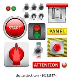 various types of buttons and switches with the word start on them stock photo, royalty