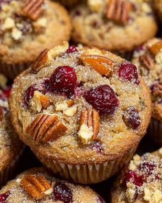 cranberry walnut muffins with pecans on top