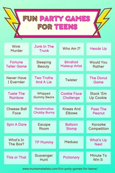 the fun party games for teens