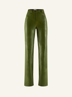 PERIDOT KILLA trousers - CULTNAKED Green Leather Pants, Stardust Dress, Leather Trousers Outfit, Green Pants Women, Walk In Heels, Leather Shorts Women, Walking In Heels, Trouser Outfit, Tall People