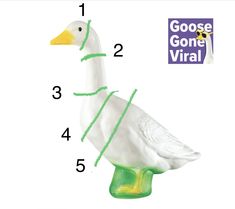 the goose is made out of plastic and has green string around it's neck