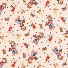 a white fabric with teddy bears and stars on the back, in various sizes and colors