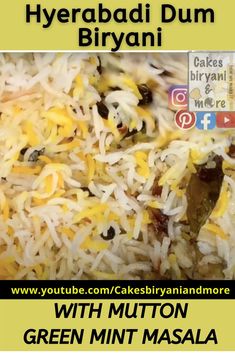 an advertisement for a restaurant called hyperad dum biryani with mutton green mint masala