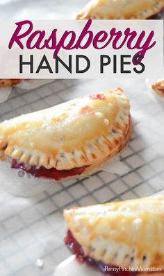 raspberry hand pies on a baking sheet with the title text overlay