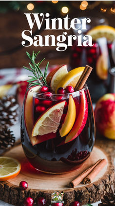 winter sangria with apples, cranberries and oranges