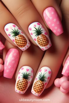 21 Pink Nail Ideas for a Gorgeous Manicure in 2024 Nail Art Designs Valentines, Nail Art Designs Valentines Day, Nail Designs For Beginners, Pineapple Nails