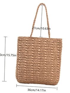 Bag For Love - Minimalist Large Capacity Straw Bag - Women Tote Bags Product Description Style Vacation Color Brown Quantity 1 piece Strap Type Double Handle Pattern Type Plain Bag Size Large Type Straw Bag Material Paper Size Chart INCH CM Size Bag Width Bag Height Bag Length one-size 2 15.7 14.2 Size Bag Width Bag Height Bag Length one-size 5 40 36 Similar Products h2 { text-align: center; } .red-box { width: 100%; display: flex; flex-direction: row; flex-wrap: wrap; justify-content: center; } Everyday Lightweight Brown Bag, Trendy Lightweight Rectangular Bags, Trendy Lightweight Tote Shoulder Bag, Trendy Lightweight Beige Bag, Lightweight Rectangular Brown Shoulder Bag, Lightweight Rectangular Casual Bag, Casual Square Bag, Casual Lightweight Rectangular Bag, Casual Solid Color Square Bag