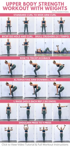 a poster showing how to do an upper body strength workout