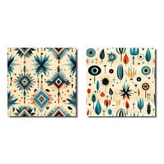 two canvases with different designs on them