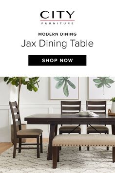 the modern dining table is up for grabs and has been purchased by city furniture in stores