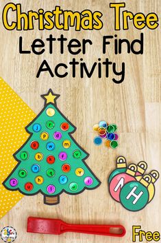 a christmas tree letter find activity for kids