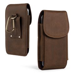 a brown leather case for a cell phone